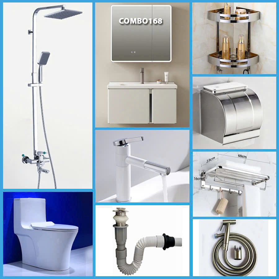 Combo phòng tắm, combo nhà tắm, trọn bộ thiết bị vệ sinh phòng tắm 168