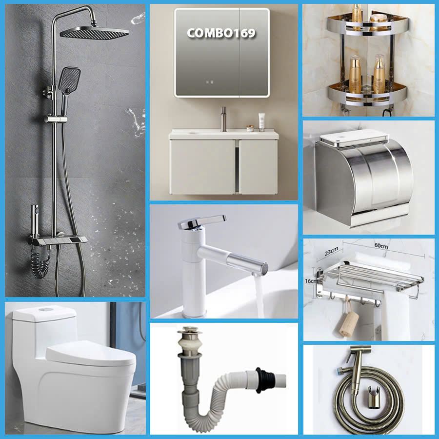 Combo phòng tắm, combo nhà tắm, trọn bộ thiết bị vệ sinh phòng tắm 169
