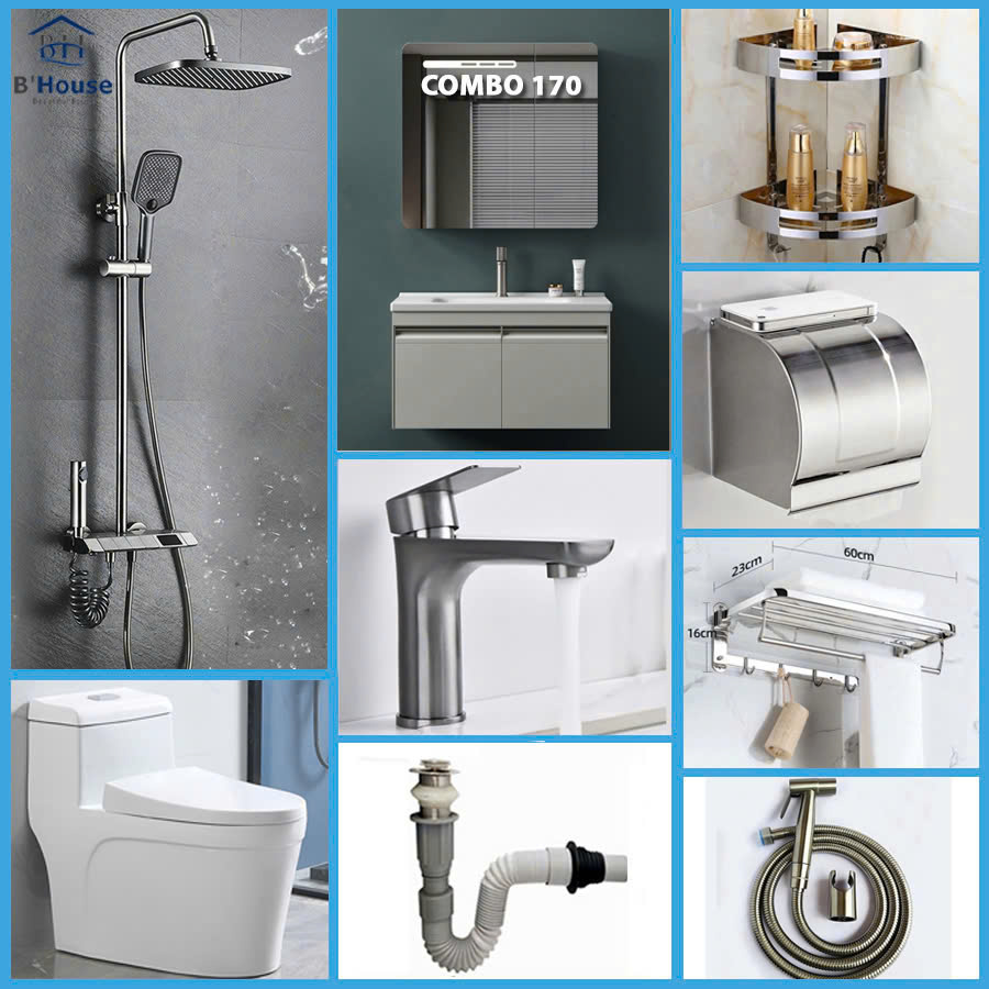 Combo phòng tắm, combo nhà tắm, trọn bộ thiết bị vệ sinh phòng tắm 170