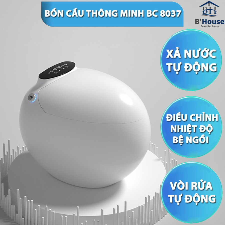 Bồn cầu thông minh giá rẻ, bồn cầu điện tử tự động, bồn cầu thông minh cao cấp, bồn cầu thông minh Việt Nam BC 8037
