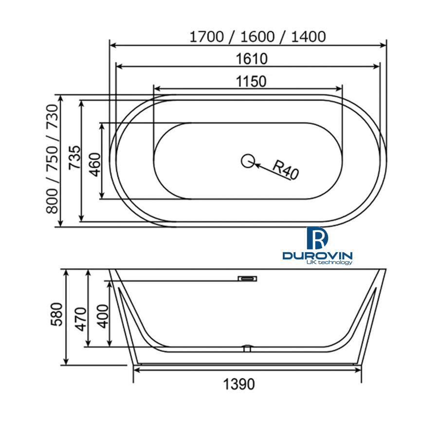 Bồn Ovan Cạnh Thẳng DRV-2402 – Lựa Chọn Hoàn Hảo Cho Phòng Tắm Sang Trọng