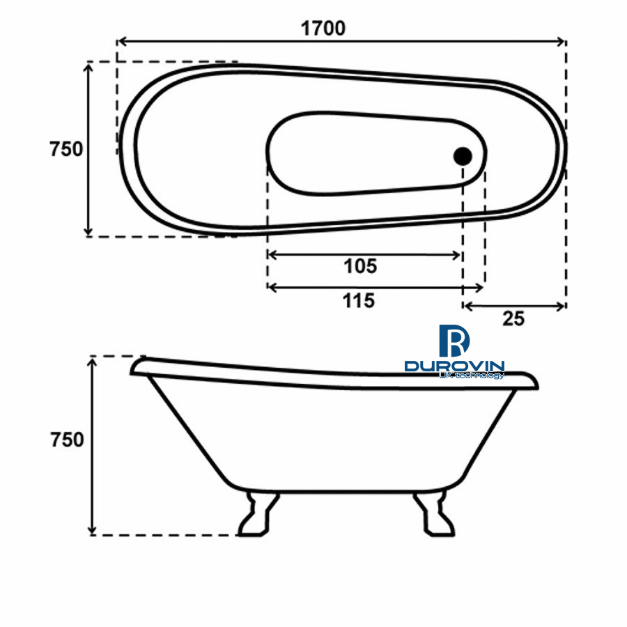 Bồn Chân Rồng Đầu Cao Thấp DRV-2701 – Sự Lựa Chọn Sang Trọng Cho Phòng Tắm Của Bạn