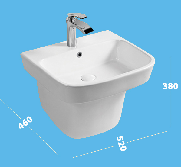 Chậu rửa mặt (Lavabo) treo tường liền chân CL02
