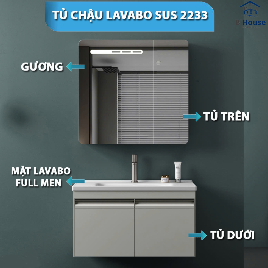 Tủ Gương Phòng Tắm, Tủ Lavabo Đẹp, Tủ Lavabo Phòng Tắm SUS 2233