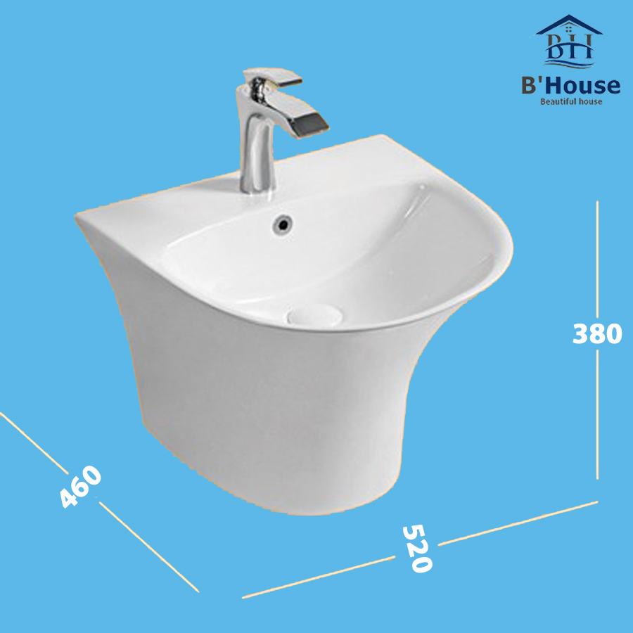 Chậu rửa mặt (Lavabo) treo tường liền chân CL03