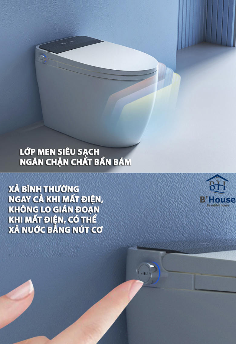 Bồn cầu thông minh giá rẻ, bồn cầu điện tử tự động CR 6928