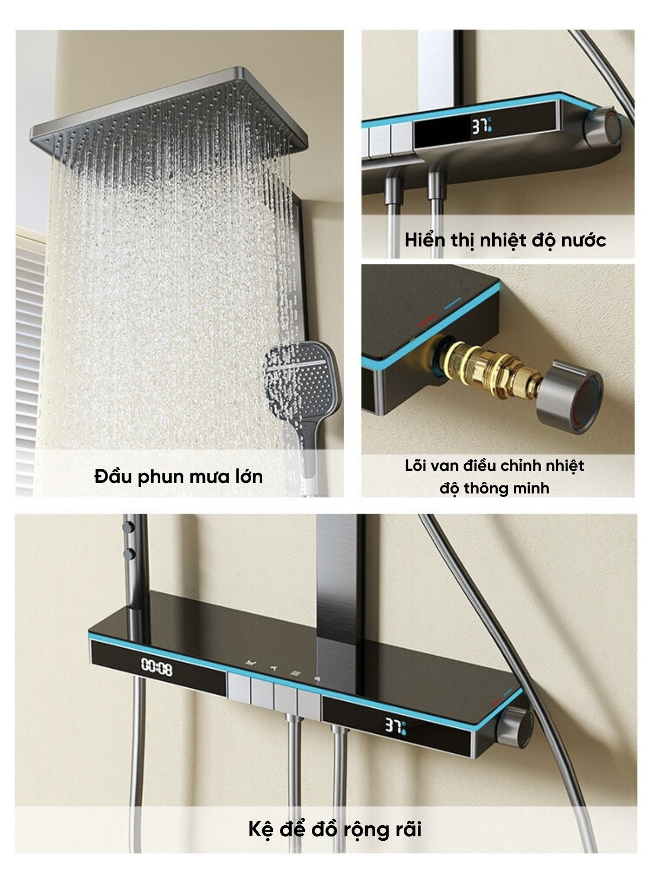 Sen cây tắm nóng lạnh, vòi sen thông minh SC 190