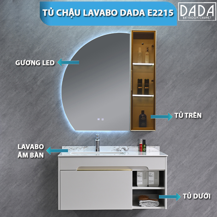 Bộ Tủ Gương Phòng Tắm, Tủ Lavabo Đẹp, Tủ Lavabo Phòng Tắm DADA E2215