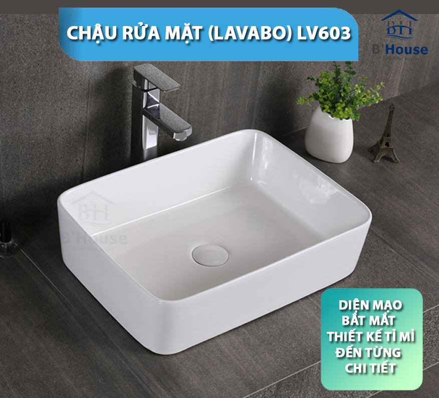 Chậu rửa mặt dương bàn (Lavabo) LV 603