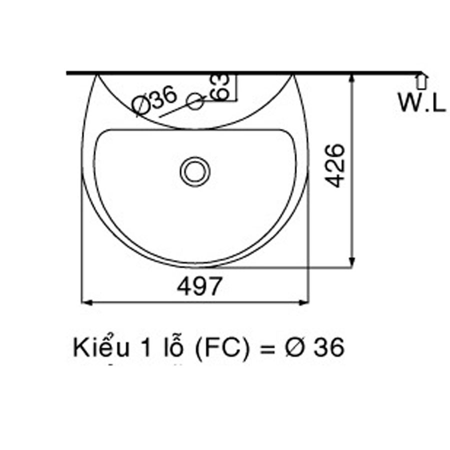 Chậu rửa mặt (lavabo) treo tường CL01
