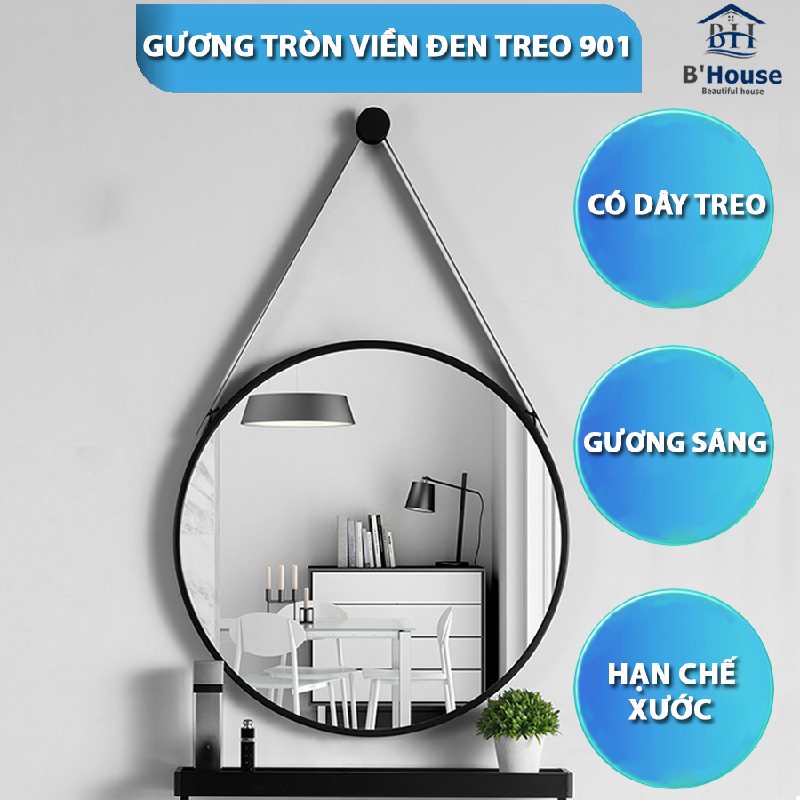 Gương Tròn Viền Đen Treo 901