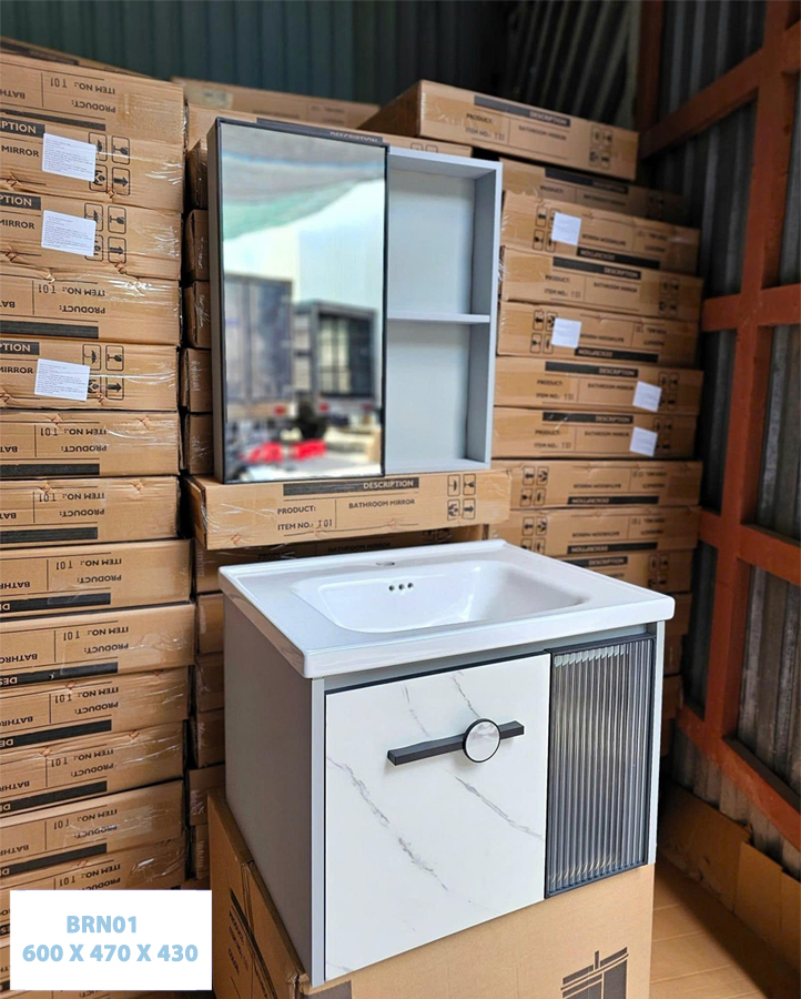 Bộ Tủ Gương Phòng Tắm, Tủ Lavabo Đẹp, Tủ Lavabo Phòng Tắm BRN01