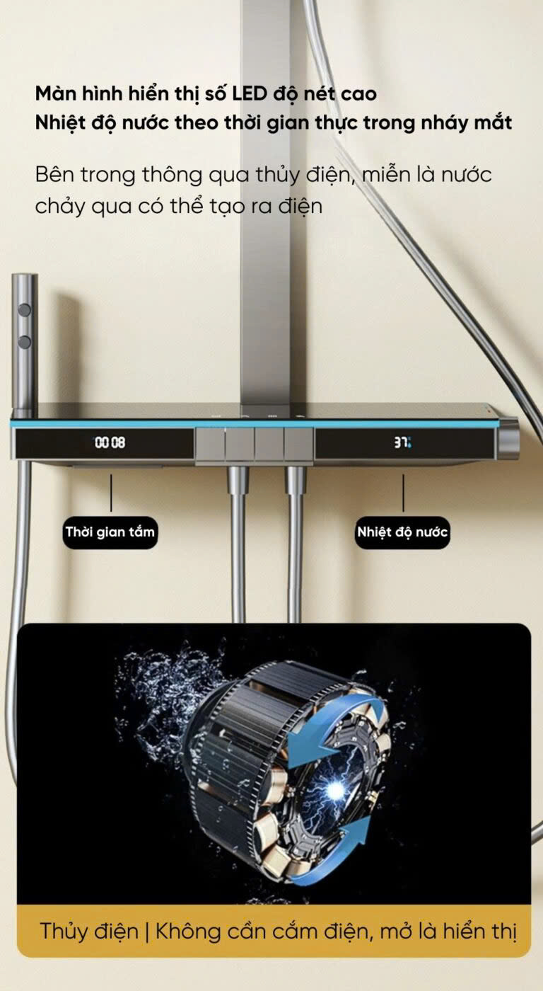 Sen cây tắm nóng lạnh, vòi sen thông minh SC 190