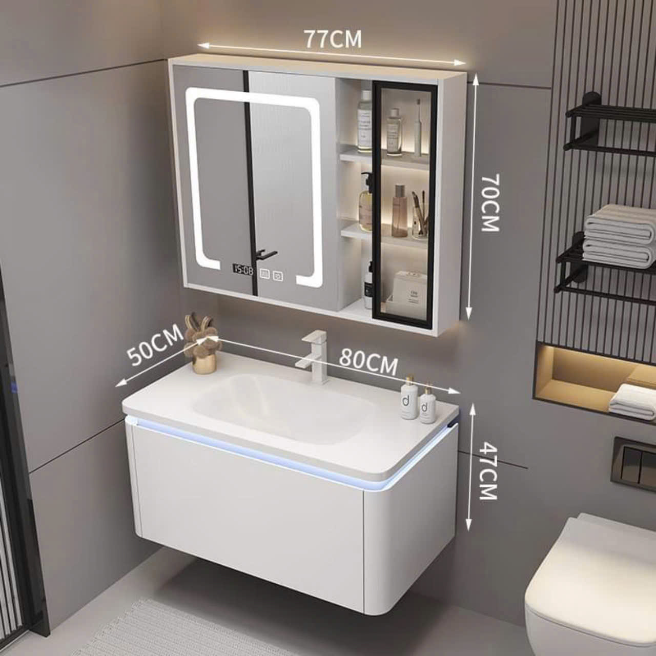 Bộ Tủ Gương Phòng Tắm, Tủ Lavabo Đẹp, Tủ Lavabo Phòng Tắm TC092