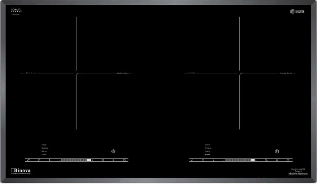 Bếp từ Binova BI-6688GM, bếp từ 2 vùng nấu, bếp từ nhập khẩu Đức, bếp từ Schott Ceran, bếp từ Inverter tiết kiệm điện, bếp từ an toàn, bếp từ dễ vệ sinh