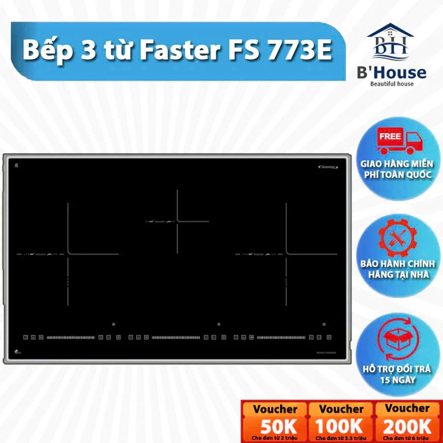 bếp 3 từ Faster FS 773E bếp từ Faster FS 773E bếp từ 3 vùng nấu Faster