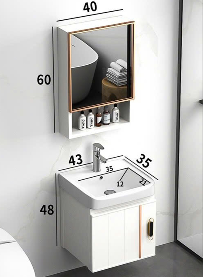 Bộ Tủ Gương Phòng Tắm, Tủ Lavabo Đẹp, Tủ Lavabo Phòng Tắm Size nhỏ TC9