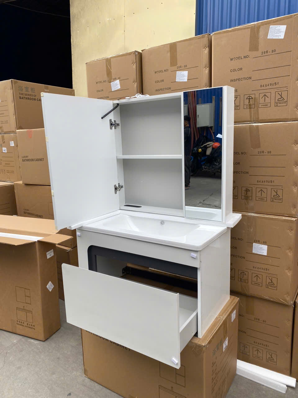 Bộ Tủ Gương Phòng Tắm, Tủ Lavabo Đẹp, Tủ Lavabo Phòng Tắm SUS 910