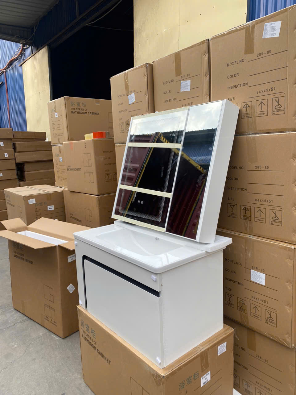 Bộ Tủ Gương Phòng Tắm, Tủ Lavabo Đẹp, Tủ Lavabo Phòng Tắm SUS 910