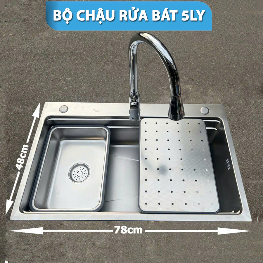 Bộ Chậu rửa bát 5 ly cao cấp 78x48