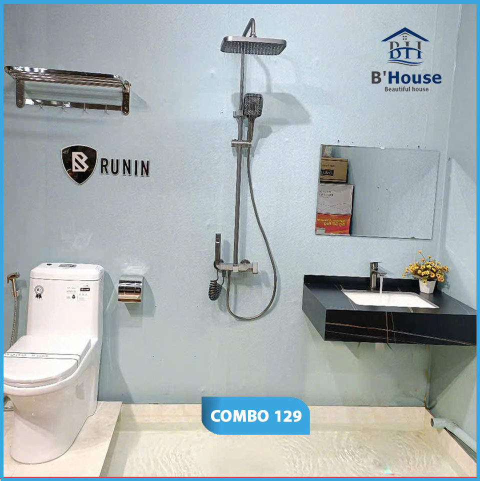 Combo phòng tắm, combo nhà tắm, trọn bộ thiết bị vệ sinh phòng tắm 129