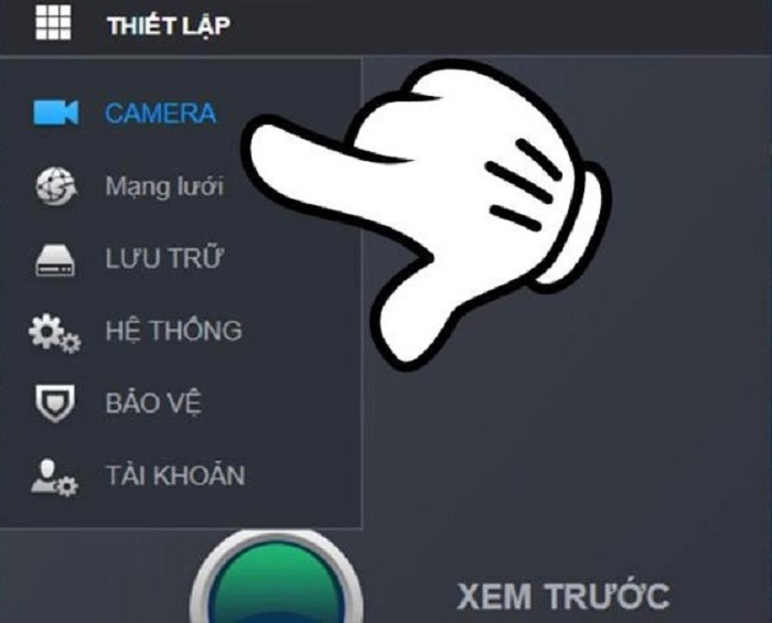 Vào mục :camera" để thêm camera IMOU vào đầu ghi Dahua