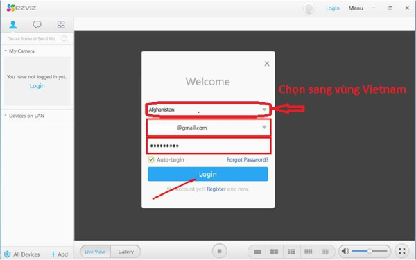 Tạo tài khoản Ezviz Studio trên máy tính và đăng nhâp tài khoản
