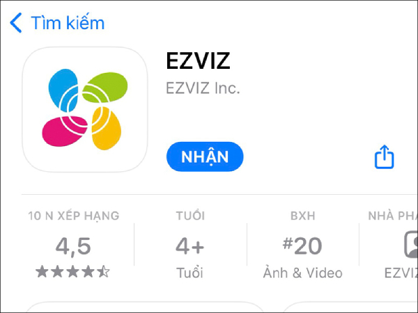 Tìm kiếm ứng dụng EZVIZ trên App Store hoặc CH Play