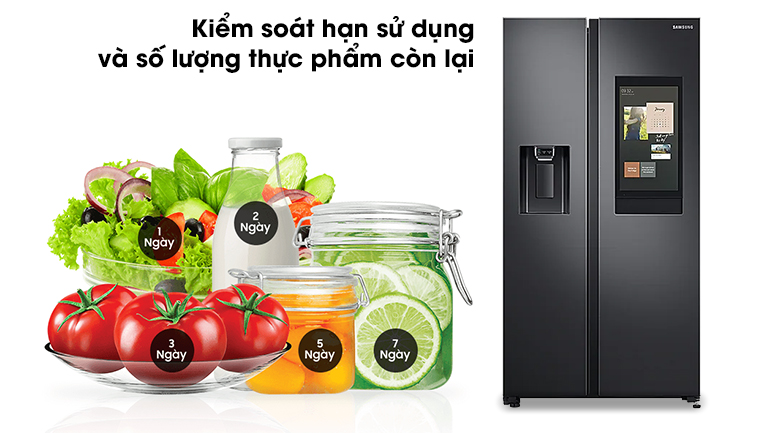 Tủ lạnh Samsung Inverter 616 lít Side By Side Family Hub RS64T5F01B4/SV trang bị tính năng kiểm soát hạn sử dụng thực phẩm siêu thông minh