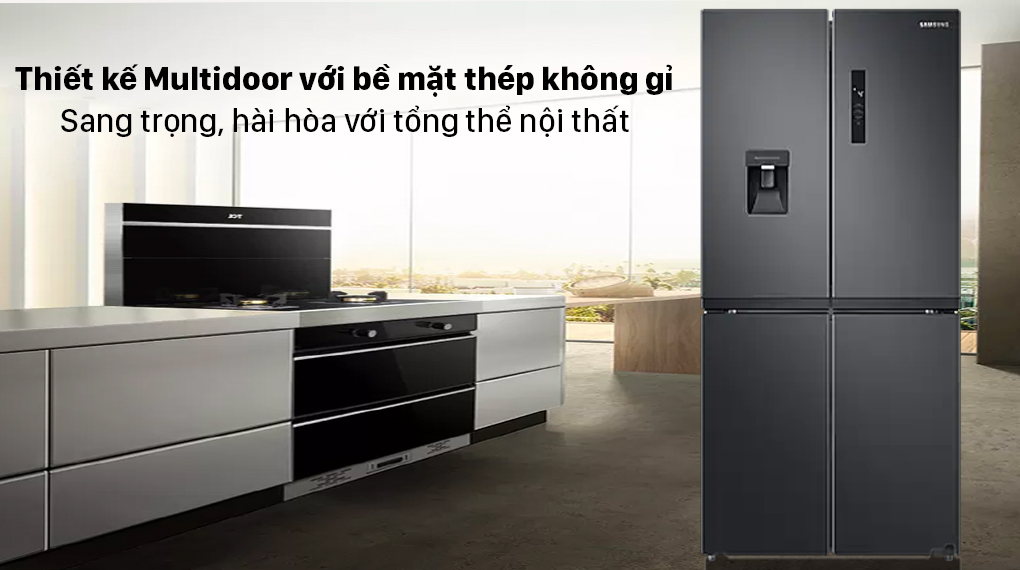 Tủ lạnh Samsung Inverter 488 lít Multi Door RF48A4010B4/SV có thiết kế 4 cửa sang trọng, tạo không gian hài hòa với tổng thể nội thất