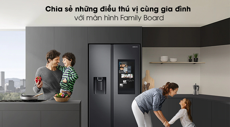 Chia sẻ những điều thú vị bên gia đình cùng Tủ lạnh Samsung Inverter 616 lít Side By Side Family Hub RS64T5F01B4/SV