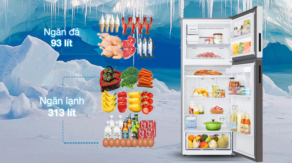Thiết kế nhiều ngăn tiện ích của Tủ lạnh Samsung Inverter 406 lít Bespoke RT42CB6784C3SV