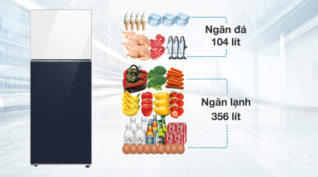 Ngăn đá và ngăn lạnh Tủ lạnh Samsung Inverter 460 lít Bespoke RT47CB66868ASV