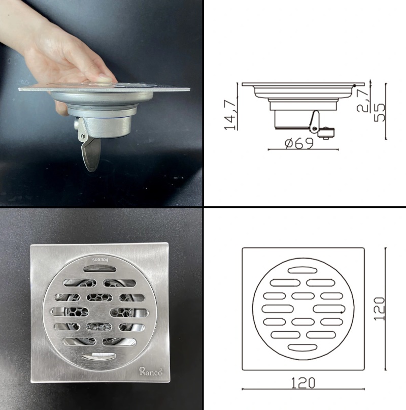 bản vẽ chi tiết ga thoát sàn rc-255a