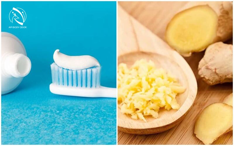 A mixture of toothpaste and ginger to treat armpit odor