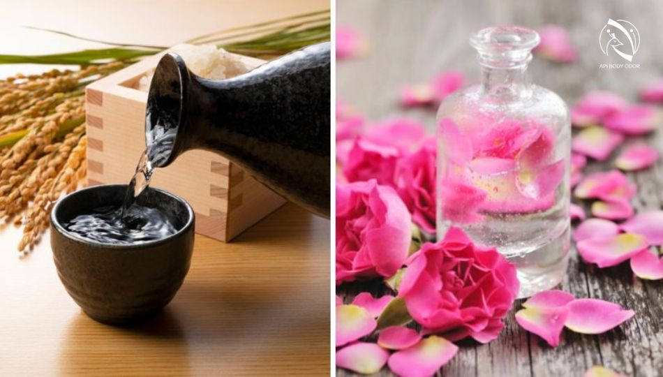 Combine white wine with rose water