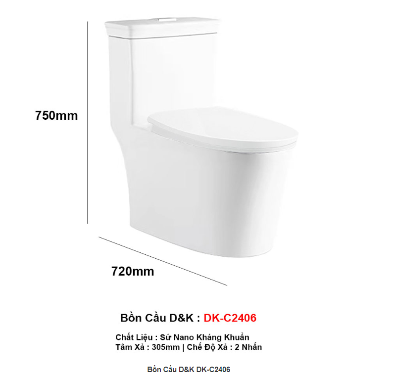 bàn cầu 1 khối DK-2406