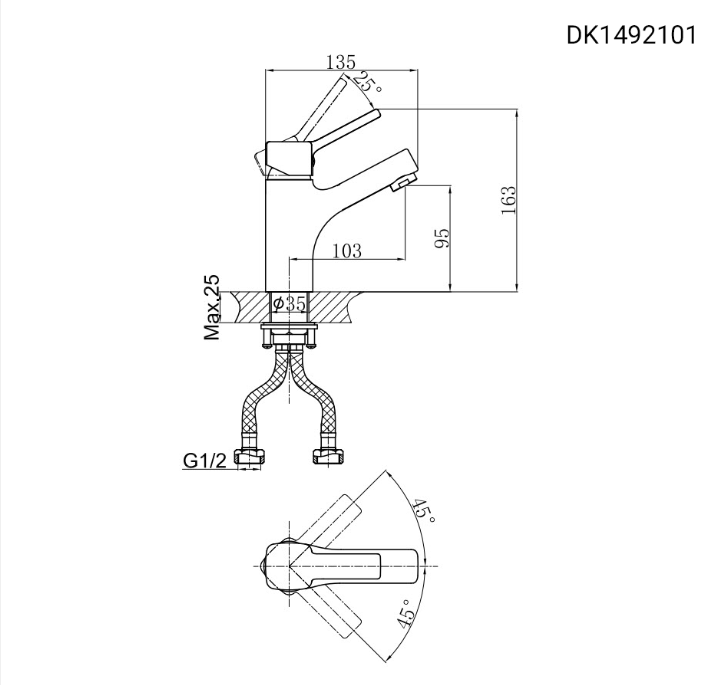 Vòi lavabo nóng lạnh DK-1492101