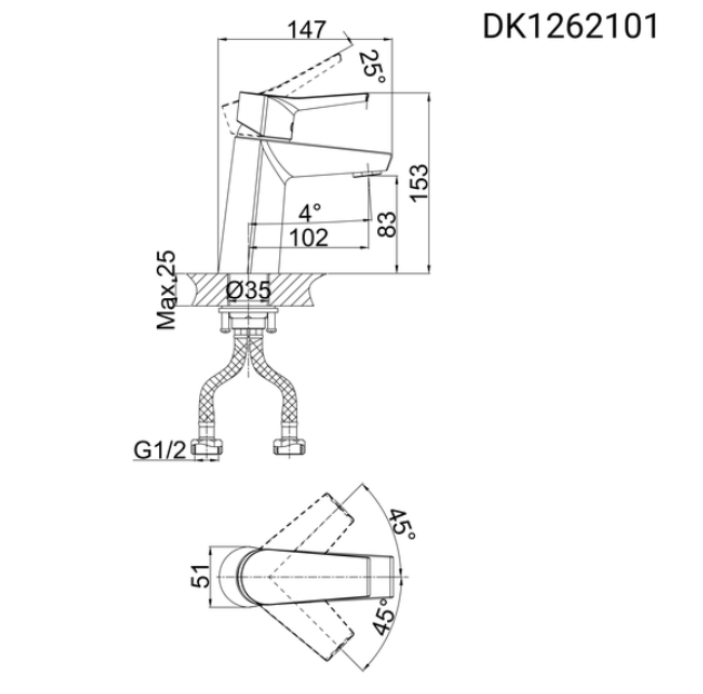 Vòi lavabo nóng lạnh DK-1262101