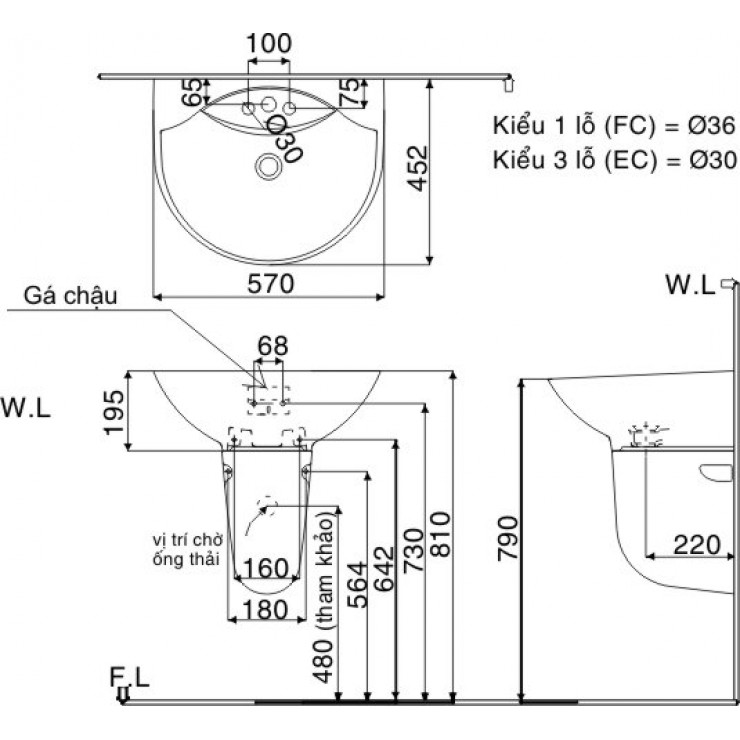 Chân lavabo chậu rửa mặt Inax L-288VD - L288VD