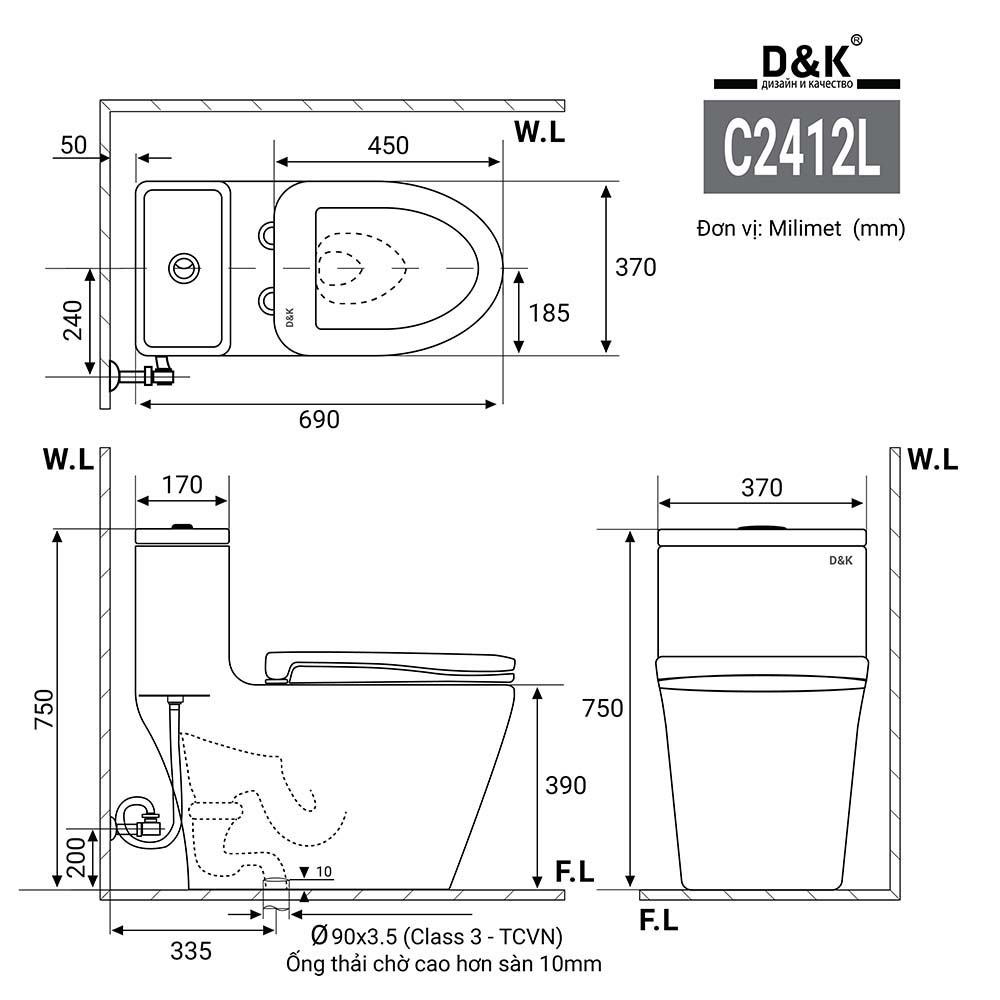 Bồn cầu 1 khối DK-C2412L