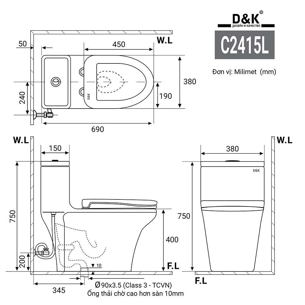 Bãn vẽ kỉ thuật bàn cầu 1 khối DK-2415L