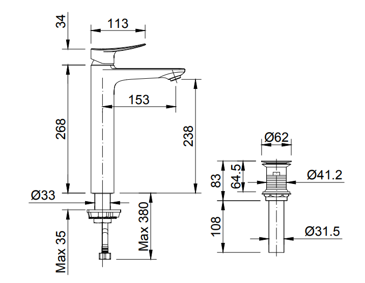 Vòi lavabo chậu rửa mặt Inax LFV-502SH nóng lạnh cao