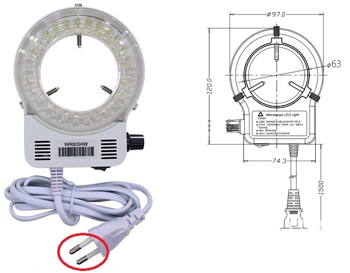 ĐÈN LED WR63HW CHO KÍNH HIỂN VI