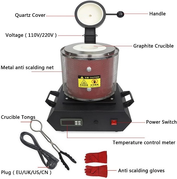 LÒ NUNG CHẢY VÀNG, BẠC, ĐỒNG, NHÔM MINI 1KG/2KG/3KG MAXPOWER MF03