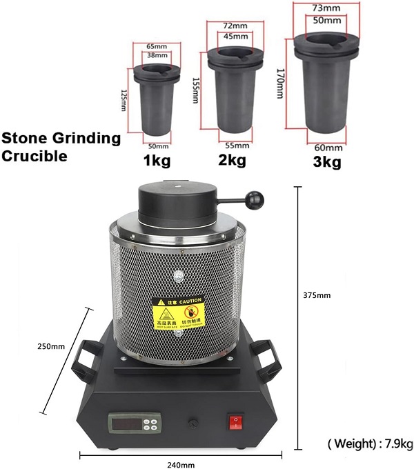 LÒ NUNG CHẢY VÀNG, BẠC, ĐỒNG, NHÔM MINI 1KG/2KG/3KG MAXPOWER MF03