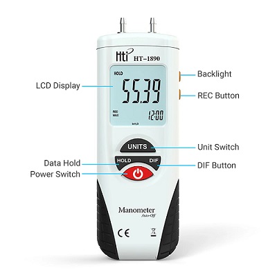 thiết bị đo áp suất áp lực tối đa 2PSI HT-189