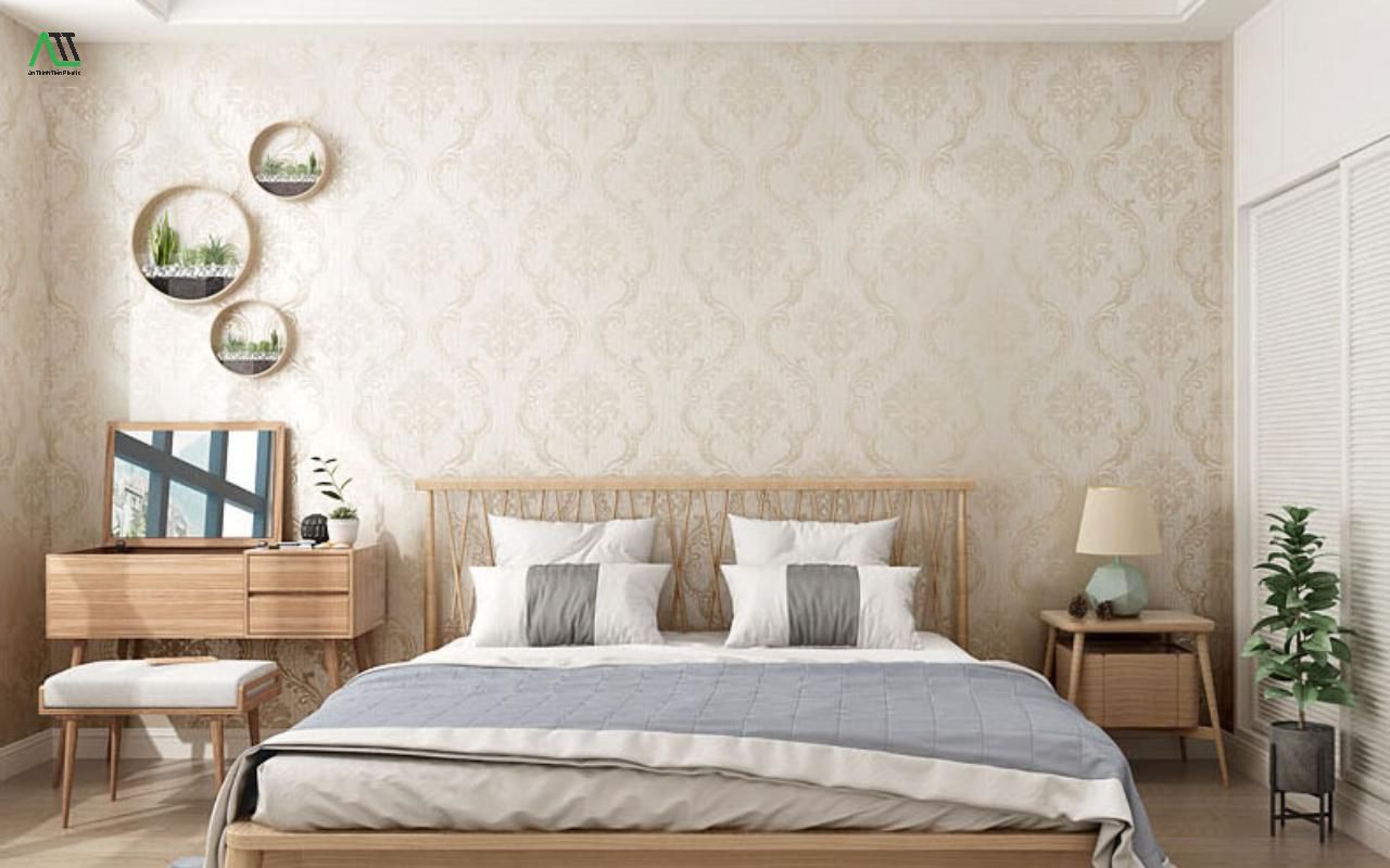 Mẫu nhựa ốp tường phòng ngủ đẹp với tấm nhựa ốp tường họa tiết