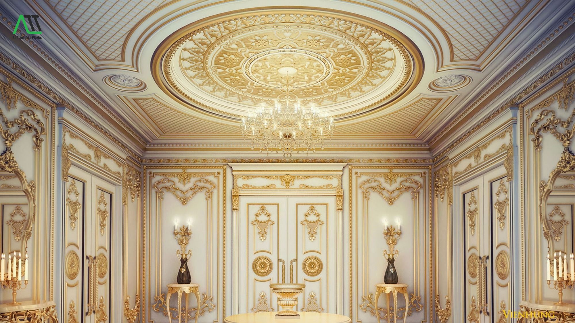 Gợi ý cách trang trí phào chỉ cho phòng khách tân cổ điển