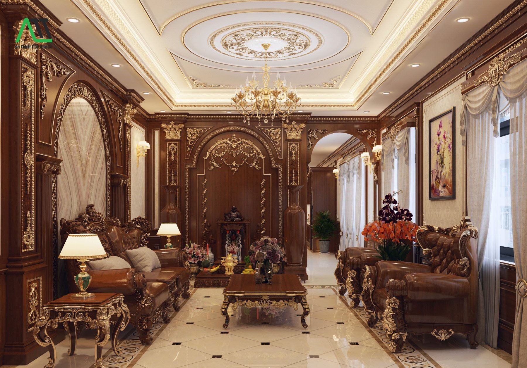 Gợi ý cách trang trí phào chỉ cho phòng khách cổ điển